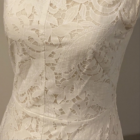 H&M SZ 4 Cream White Lace Overlay Midi Dress - Picture 3 of 8